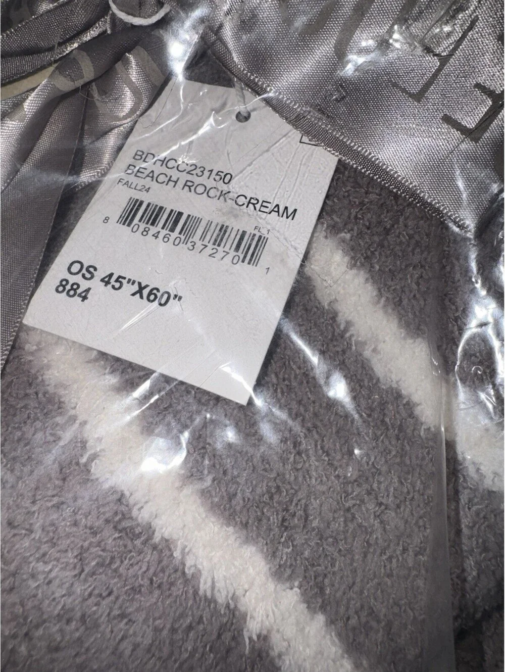 Barefoot Dreams CozyChic Double Stripe Throw Blanket Beachrock/Cream Size 45x60